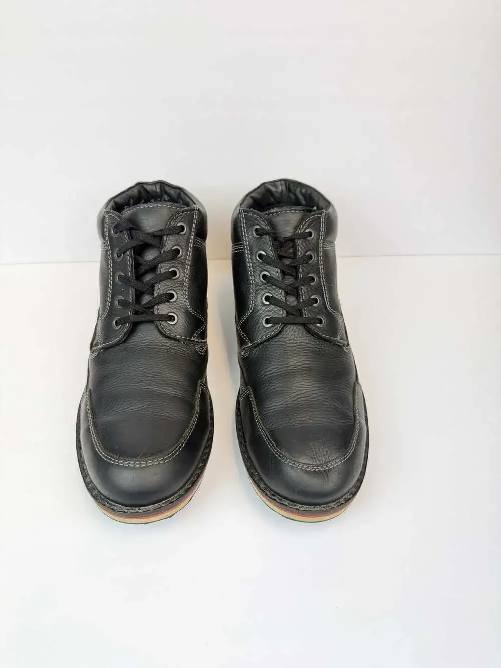 Sanita Leather Lace Up Moc Toe Ankle Boots Model 461981 Black US 12 EU 45
